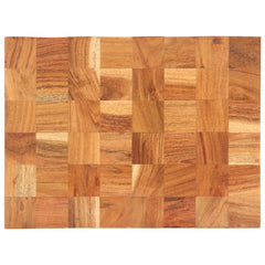 A rectangular solid acacia wood chopping board with natural wood grain, measuring 15.7 by 11.8 inches.
