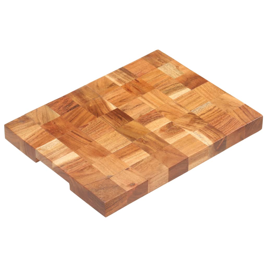 Rectangular solid acacia wood chopping board, 15.7x11.8x1.5 inches, with natural grain.