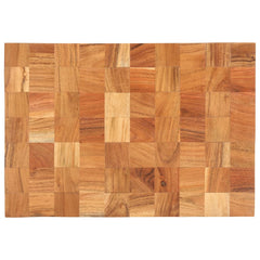 A rectangular solid acacia wood chopping board with natural grain patterns, measuring 19.7 by 13.4 inches.