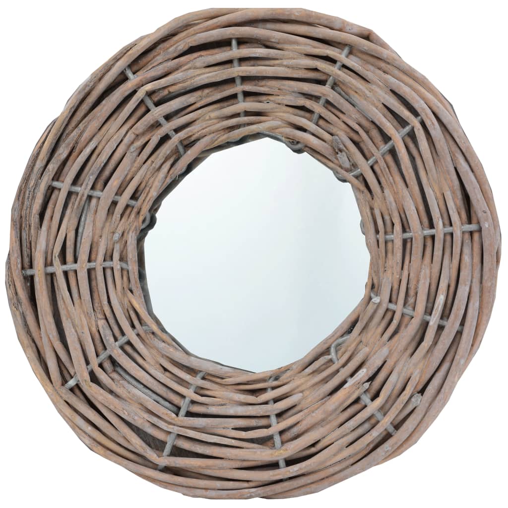 Three 5.9-inch round wicker wall mirrors with rattan frames.