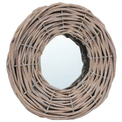 Three 5.9-inch round wicker wall mirrors with rattan frames.