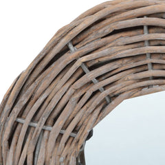 Three 5.9-inch round wicker wall mirrors with rattan frames.