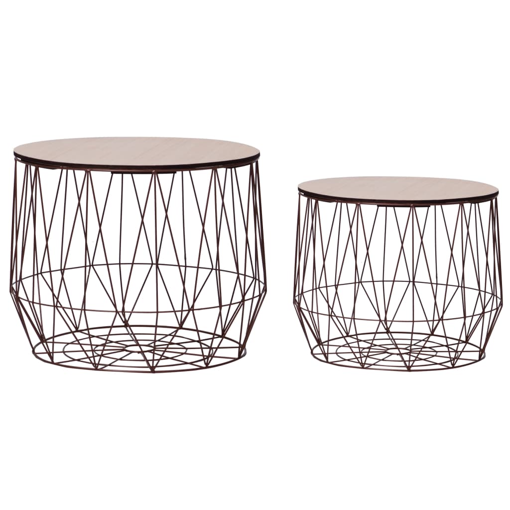 Coffee Table Set of 2 Copper Metal Small Detachable