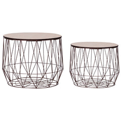 Coffee Table Set of 2 Copper Metal Small Detachable