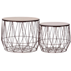Coffee Table Set of 2 Copper Metal Small Detachable