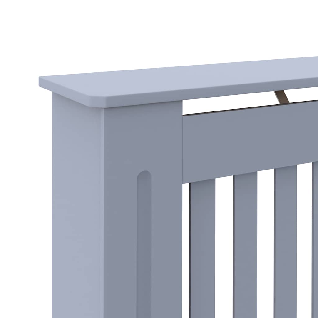Anthracite MDF radiator cover with slatted design and top shelf, sized 59.8x7.5x32.1 cm.