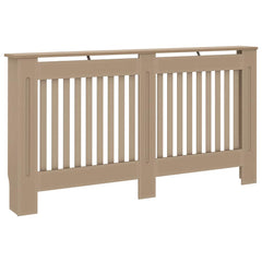 Modern beige MDF radiator cover with vertical slats and a flat top shelf, 59.8x7.5x32.1 inches.
