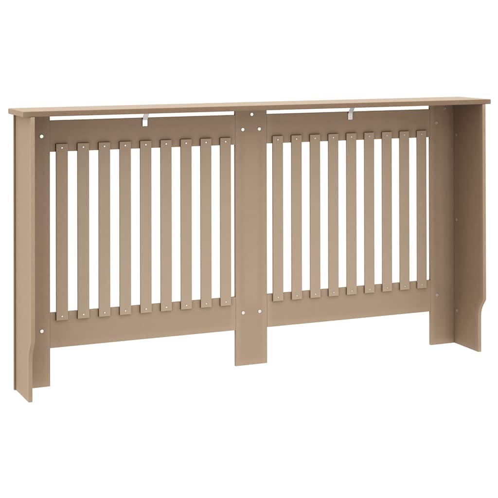 Modern slatted MDF radiator cover in beige, measuring 59.8x7.5x32.1 inches.