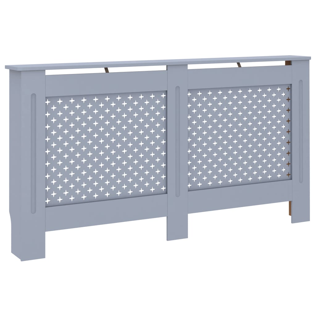 Anthracite MDF radiator cover measuring 59.8x7.5x32.1 inches with slatted panels.
