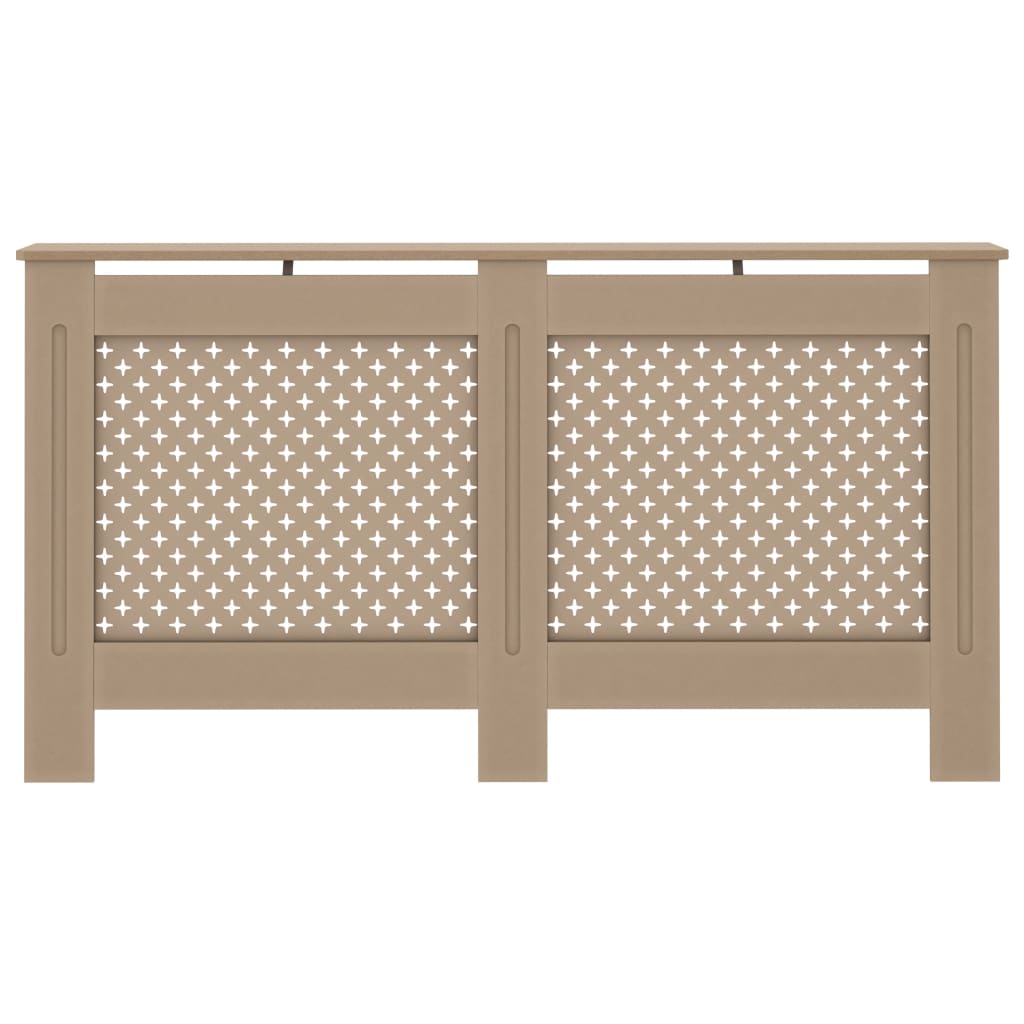 Bostome MDF radiator cover in slatted design, 59.8x7.5x32.1 inches, beige finish.