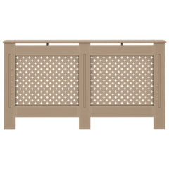 Bostome MDF radiator cover in slatted design, 59.8x7.5x32.1 inches, beige finish.