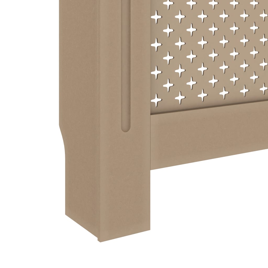 Bostome MDF radiator cover in slatted design, measuring 59.8x7.5x32.1 inches, in beige.