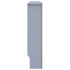 Anthracite MDF radiator cover with slatted panels, measuring 67.7x7.5x32.1 cm, side view.