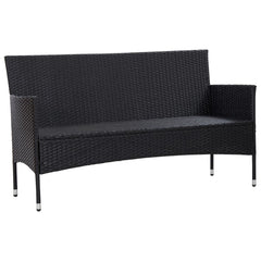3-Seater Patio Sofa with Cushions Black Poly Rattan