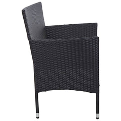 3-Seater Patio Sofa with Cushions Black Poly Rattan