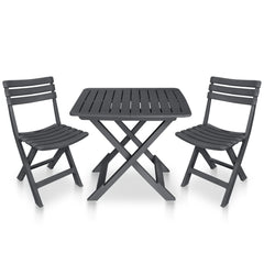 Garden Bistro Set Anthracite Plastic Compact Foldable
