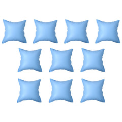 Ten inflatable PVC pillows for above-ground pool covers, each measuring 43.3 inches square.