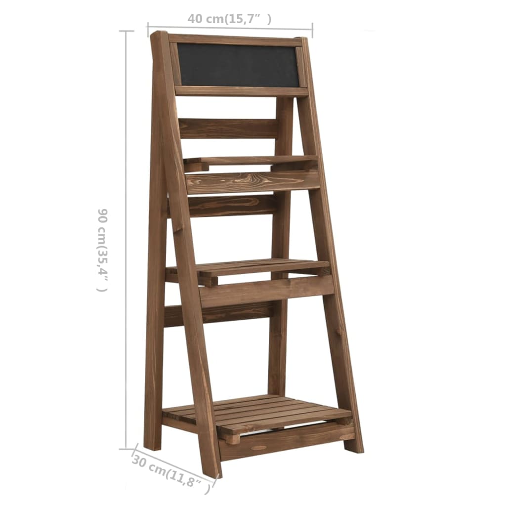 3-Tier Plant Stand with Blackboard 15.7x11.8x35.4 Solid Fir Wood