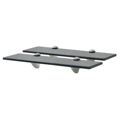 Floating Shelf Set of 2 Black Tempered safety glass 15.7x3.9 in