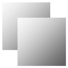 Two square frameless glass wall mirrors, each 15.7 by 15.7 inches, shown side by side.