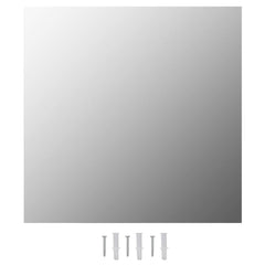 Two square frameless glass wall mirrors, each 15.7x15.7 inches, with mounting screws.