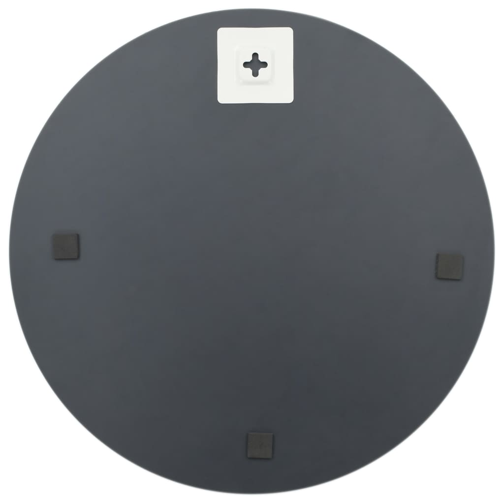 Set of two 15.8-inch round gray glass wall mirrors with mounting hardware.