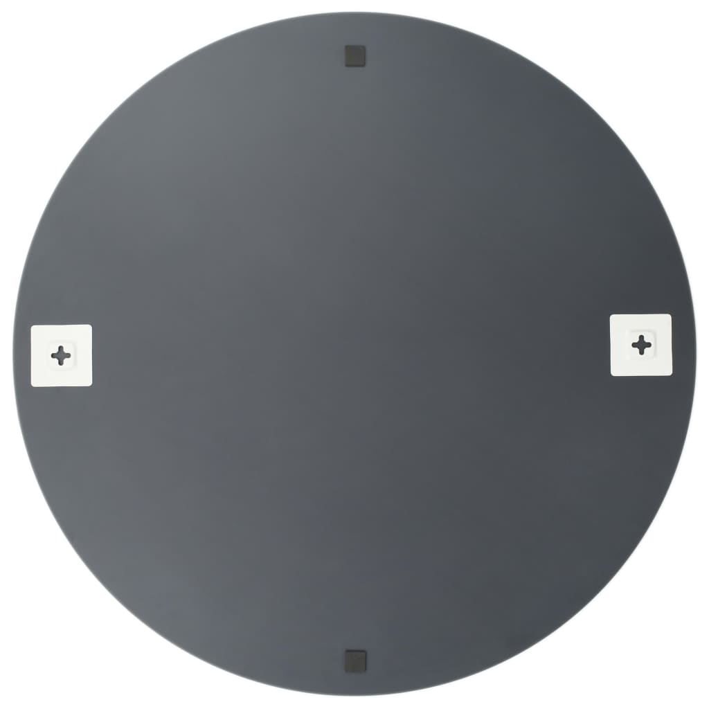 Set of two 19.7-inch round gray glass wall mirrors with mounting hardware.