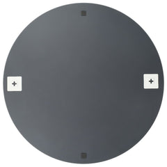 Set of two 19.7-inch round gray glass wall mirrors with mounting hardware.