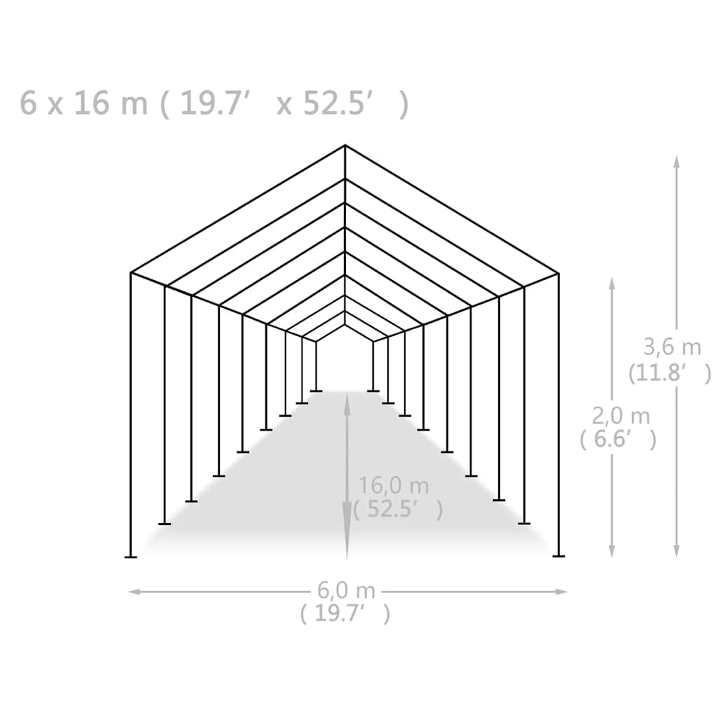 Party Tent PE 19.7'x52.5' White