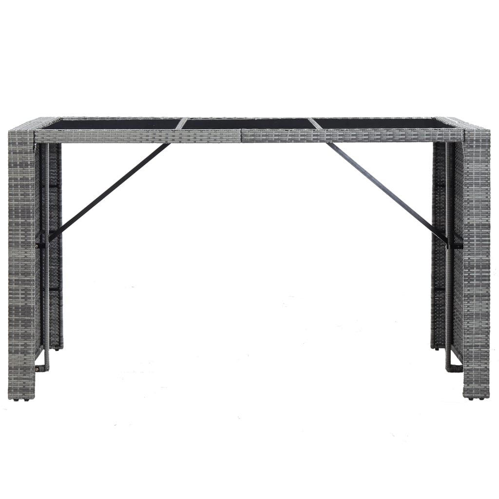 Garden Bar Set Grey PE rattan 7 Piece Set Removable Covers – Bostome