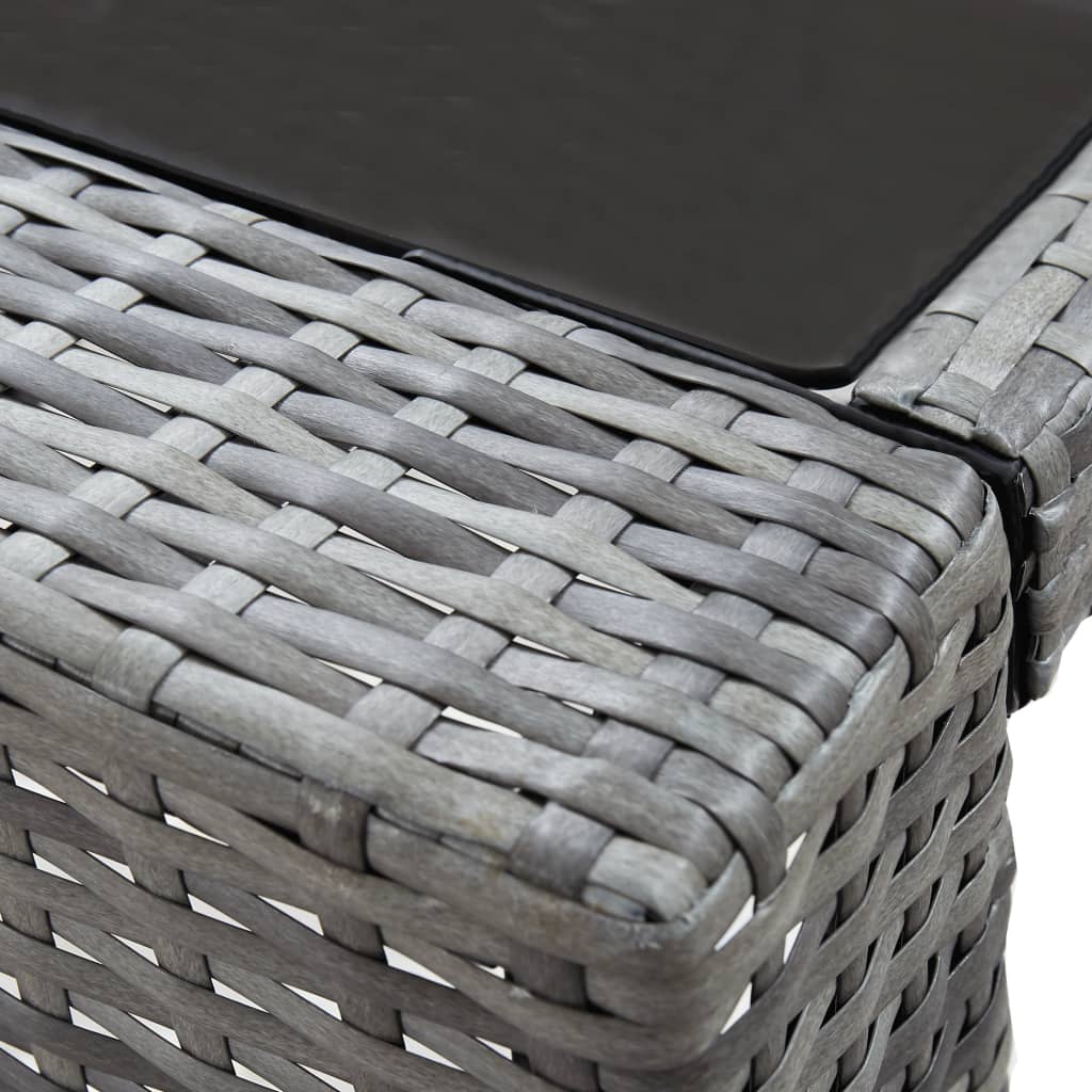 Garden Bar Set Grey PE rattan 7 Piece Set Removable Covers – Bostome