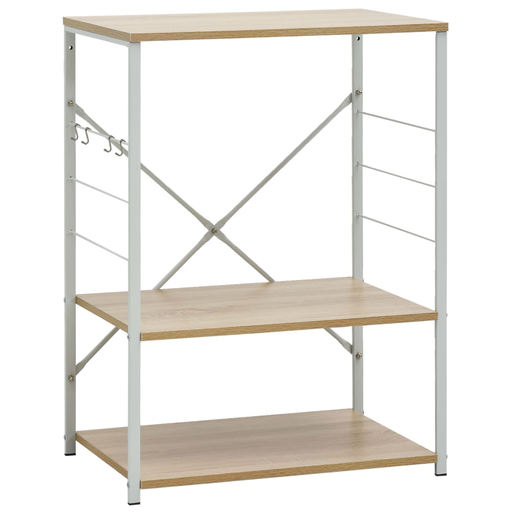 Microwave Cabinet White and Oak 23.6x15.6x31.3 Engineered Wood