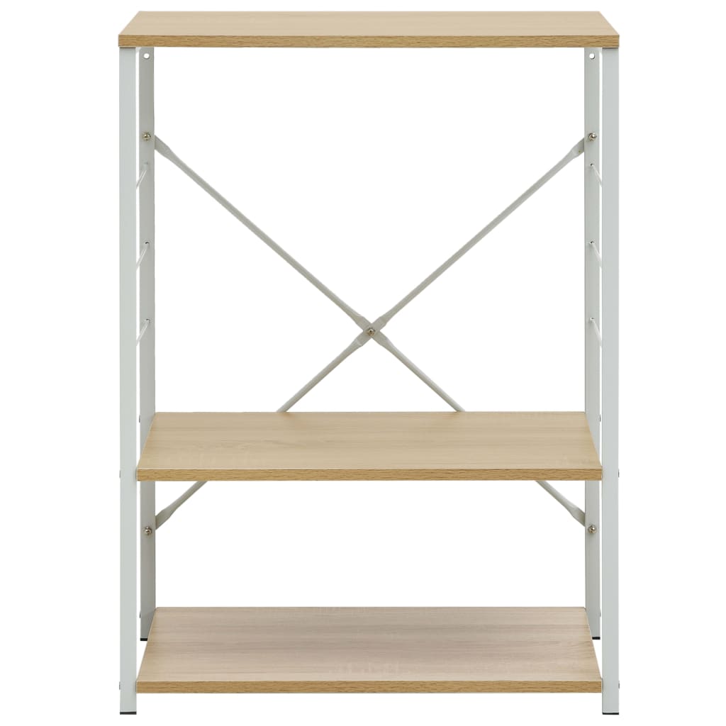 Microwave Cabinet White and Oak 23.6x15.6x31.3 Engineered Wood