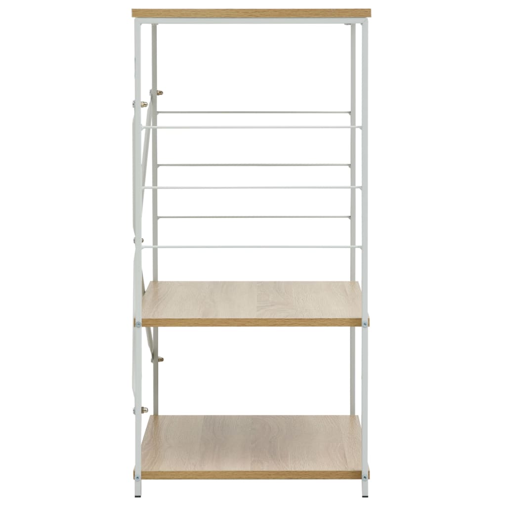 Microwave Cabinet White and Oak 23.6x15.6x31.3 Engineered Wood