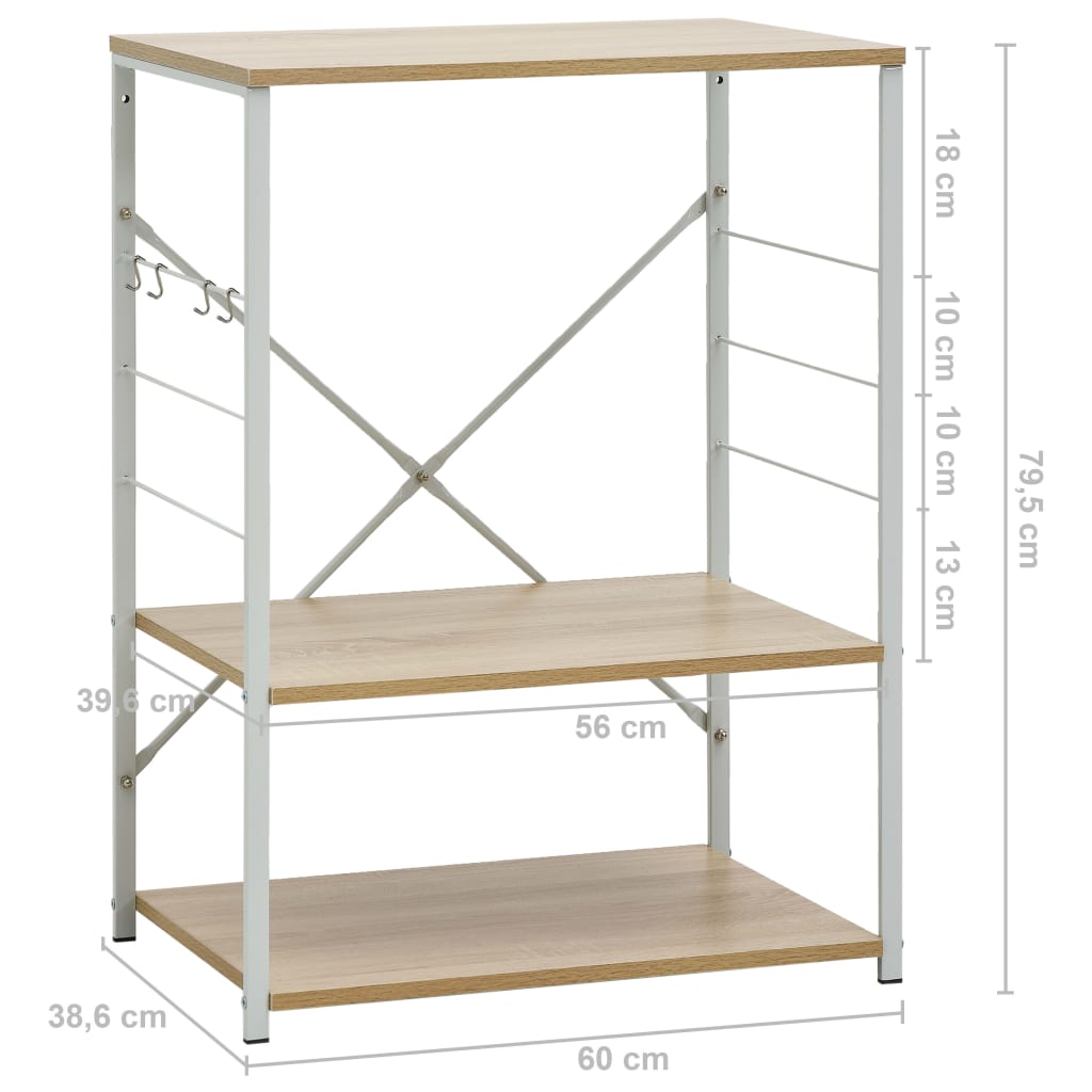 Microwave Cabinet White and Oak 23.6x15.6x31.3 Engineered Wood