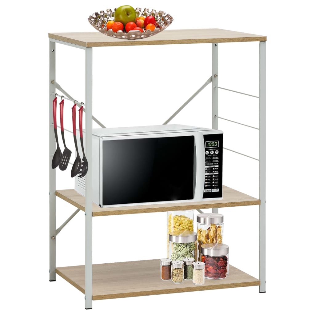 Microwave Cabinet White and Oak 23.6x15.6x31.3 Engineered Wood