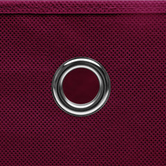 Dark red foldable non-woven fabric storage box with metal eyelet, 12.6 inches.