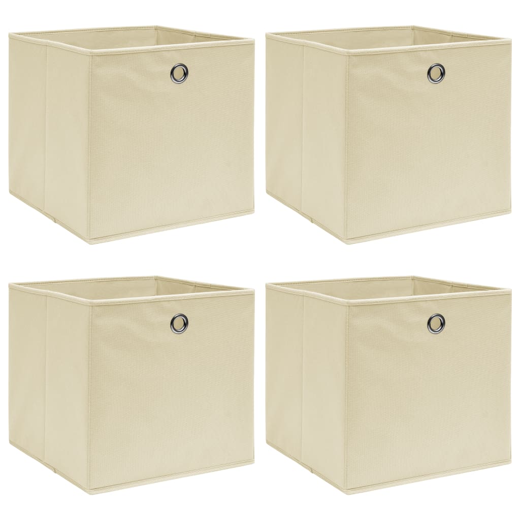 Storage Boxes 4 pcs Cream 12.6x12.6x12.6 Fabric