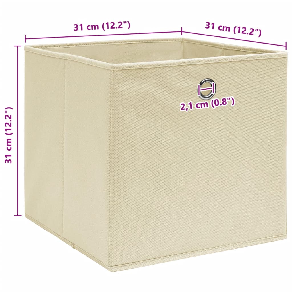 Storage Boxes 4 pcs Cream 12.6x12.6x12.6 Fabric