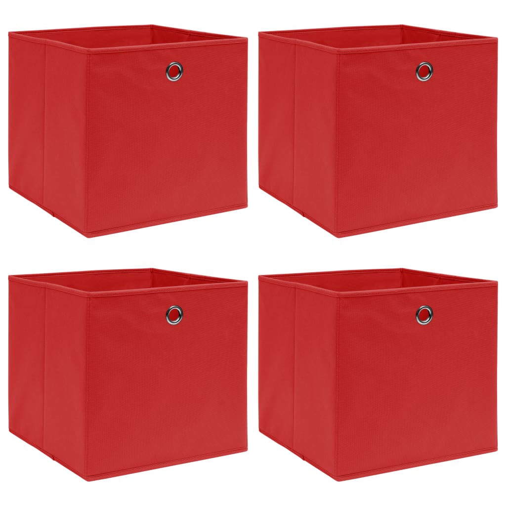 Storage Boxes 4 pcs Red 12.6x12.6x12.6 Fabric