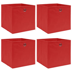 Storage Boxes 4 pcs Red 12.6x12.6x12.6 Fabric