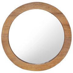 23.6-inch round wall mirror with reclaimed teak wood frame.