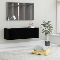 TV Cabinet Black Engineered wood 39.4 inches width Drop-Down