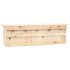 Wooden firwood sparrow house with 5 rooms, measuring 26.8x5.9x8.3 inches.