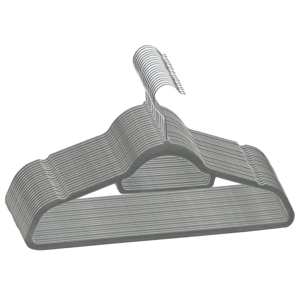 20 pcs Clothes Hanger Set Anti-slip Gray Velvet