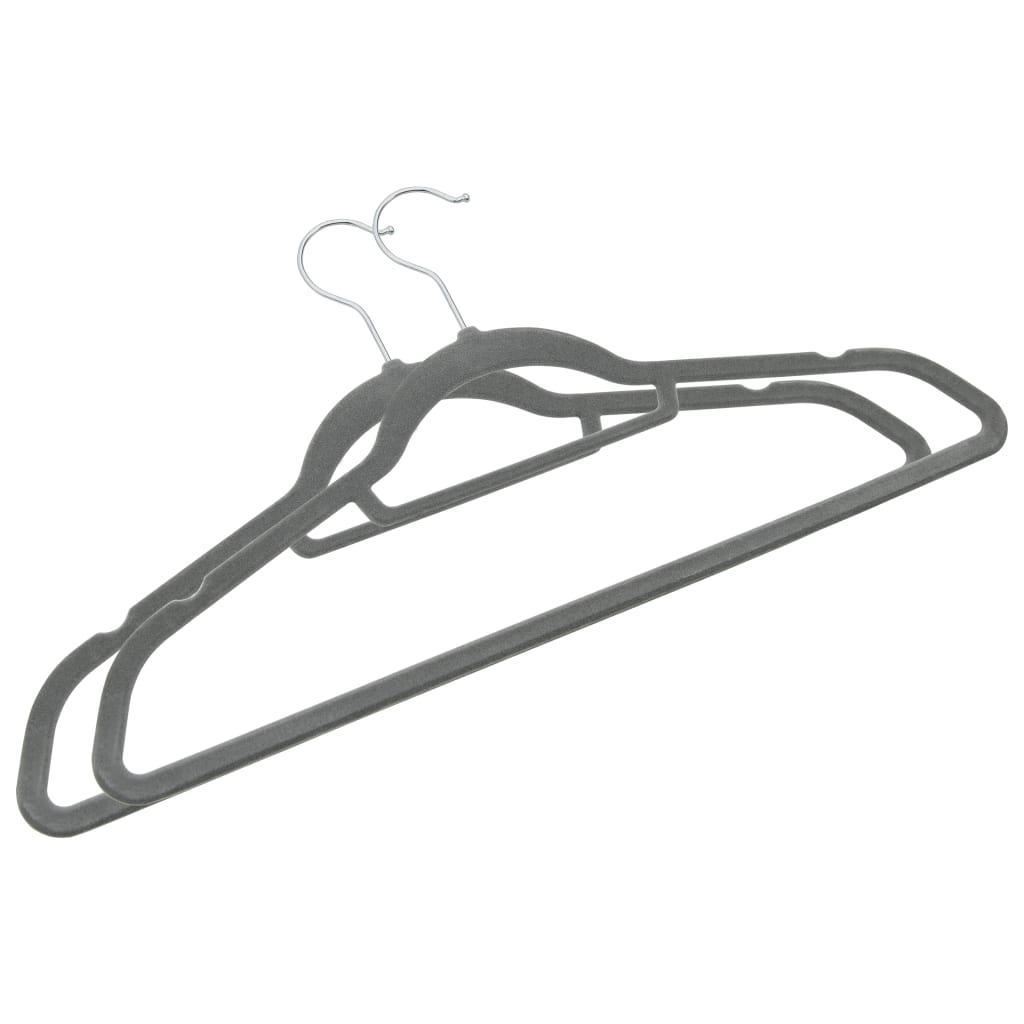 100 pcs Clothes Hanger Set Anti-slip Gray Velvet