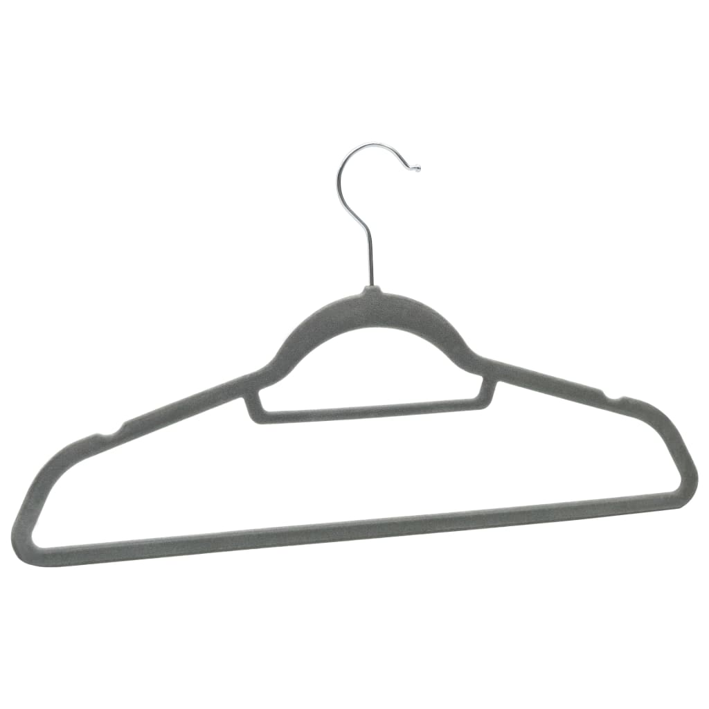 100 pcs Clothes Hanger Set Anti-slip Gray Velvet