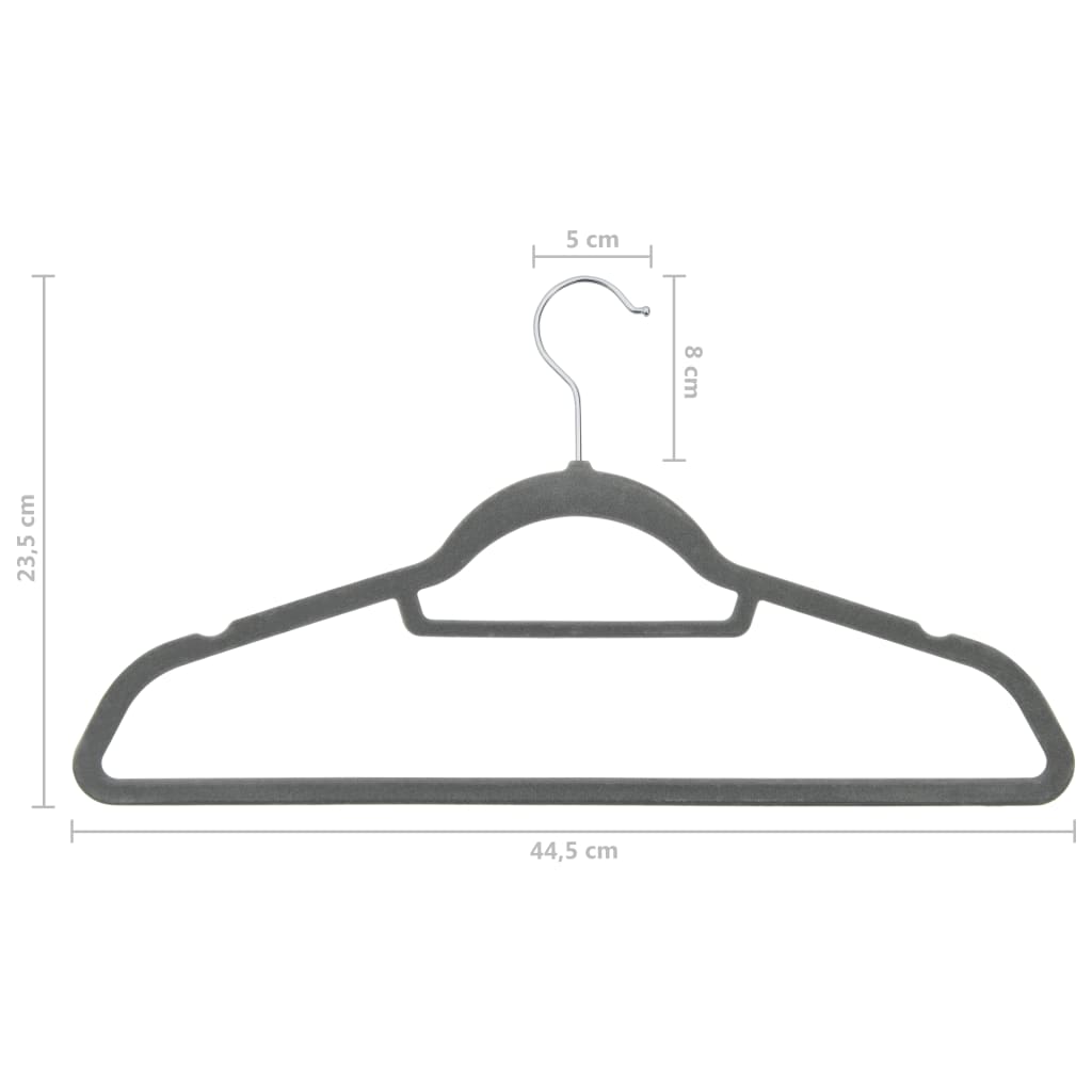 100 pcs Clothes Hanger Set Anti-slip Gray Velvet