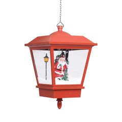 Christmas Hanging Lamp with LED Light and Santa Red 10.6x10.6x17.7