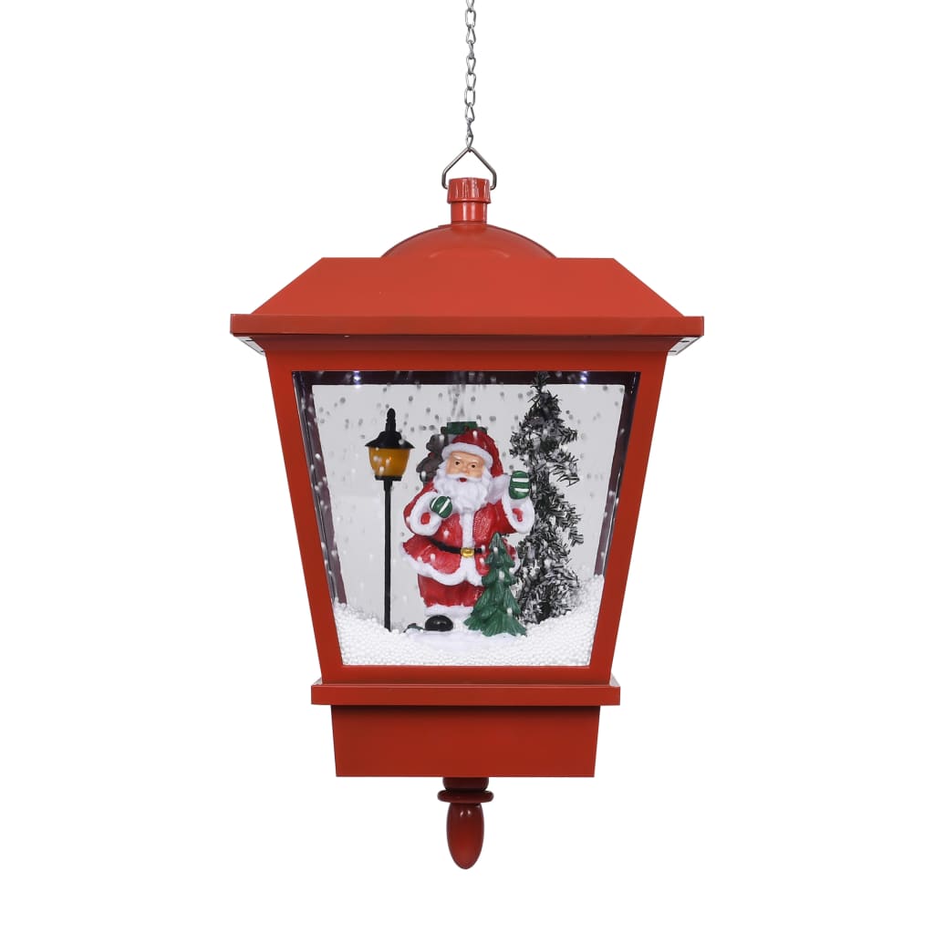 Christmas Hanging Lamp with LED Light and Santa Red 10.6x10.6x17.7